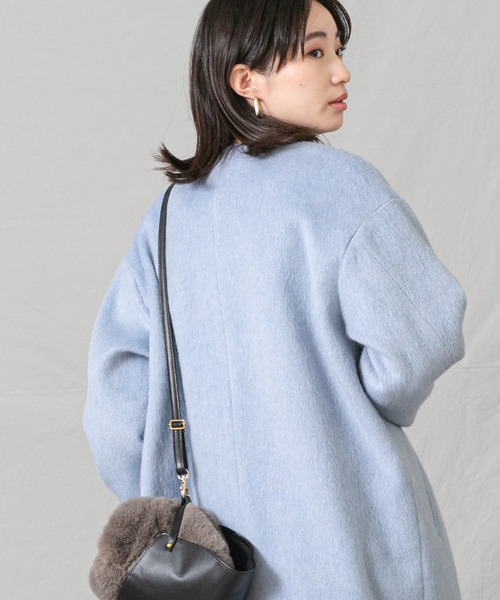 Gready Brilliant（グレディブリリアン）の「Ｗシャギーノーカラーコート（ノーカラーコート・レディース・グレイッシュベージュ/サックスブルー/ネイビー・38）」の7枚目の写真