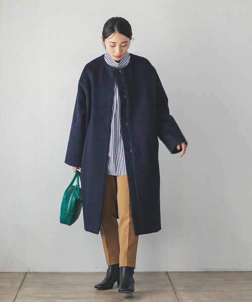 Gready Brilliant（グレディブリリアン）の「Ｗシャギーノーカラーコート（ノーカラーコート・レディース・グレイッシュベージュ/サックスブルー/ネイビー・38）」の22枚目の写真