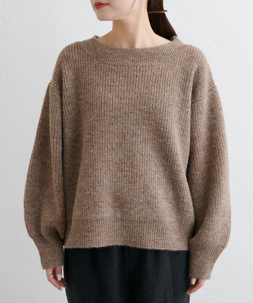 PUAL CE CIN（ピュアルセシン）の「ボリュームスリーブシャギーニット（ニット/セーター・レディース・ブラウン/チャコールグレー・FREE）」の14枚目の写真