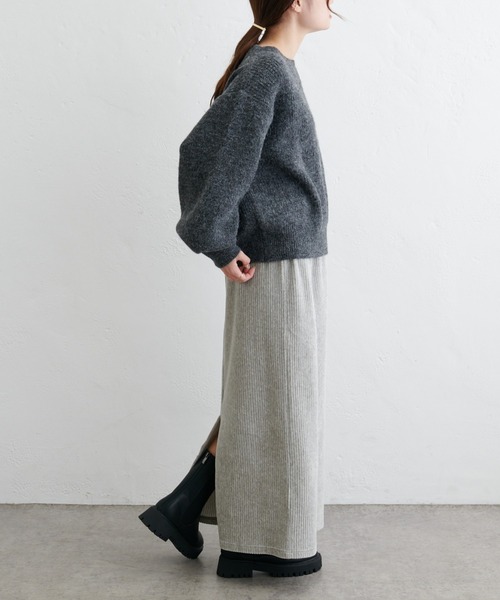 PUAL CE CIN（ピュアルセシン）の「ボリュームスリーブシャギーニット（ニット/セーター・レディース・ブラウン/チャコールグレー・FREE）」の3枚目の写真