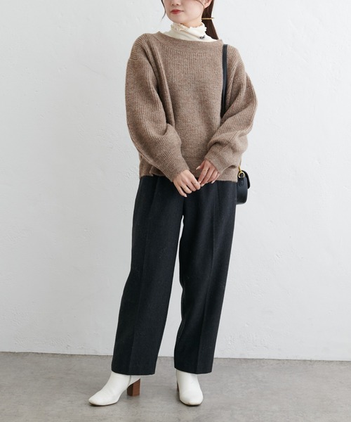 PUAL CE CIN（ピュアルセシン）の「ボリュームスリーブシャギーニット（ニット/セーター・レディース・ブラウン/チャコールグレー・FREE）」の15枚目の写真