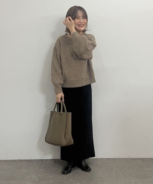 PUAL CE CIN（ピュアルセシン）の「ボリュームスリーブシャギーニット（ニット/セーター・レディース・ブラウン/チャコールグレー・FREE）」の16枚目の写真