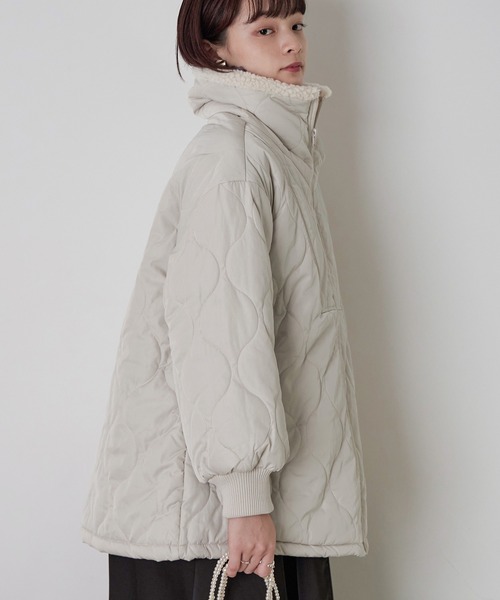 Fashion Letter（ファッションレター）の「ボア&キルティングミドルジャケット（ミリタリージャケット・レディース・カーキブラウン/アイボリー/ブラック・M）」の6枚目の写真