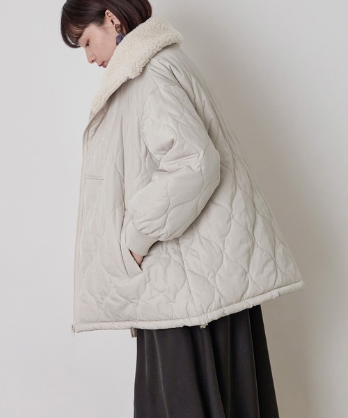 Fashion Letter（ファッションレター）の「ボア&キルティングミドルジャケット（ミリタリージャケット・レディース・カーキブラウン/アイボリー/ブラック・M）」の8枚目の写真