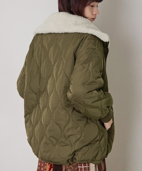 Fashion Letter（ファッションレター）の「ボア&キルティングミドルジャケット（ミリタリージャケット・レディース・カーキブラウン/アイボリー/ブラック・M）」の18枚目の写真