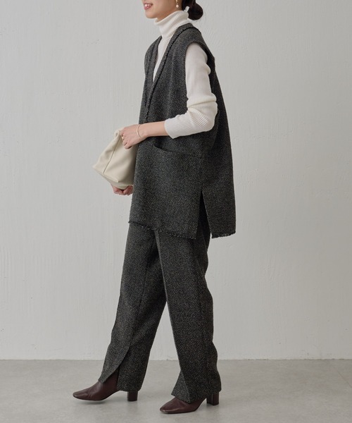 BEARDSLEY（ビアズリー）の「ツイードベスト：卒業・入学式にも セットアップアイテム有（ベスト・レディース・ブラック・FREE）」の4枚目の写真