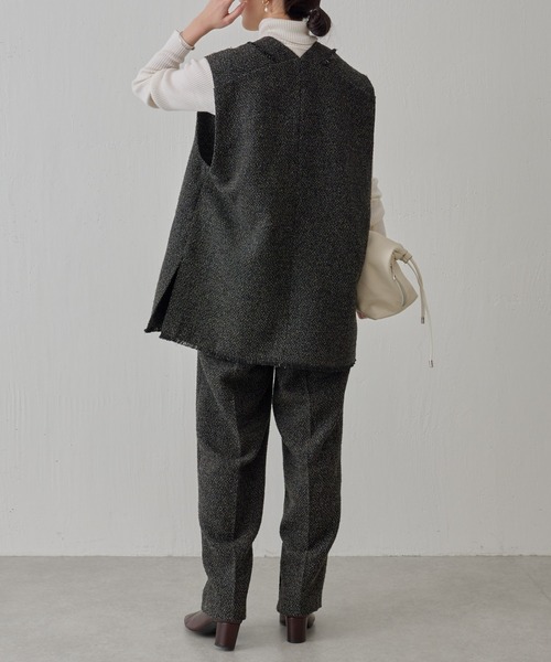 BEARDSLEY（ビアズリー）の「ツイードベスト：卒業・入学式にも セットアップアイテム有（ベスト・レディース・ブラック・FREE）」の5枚目の写真