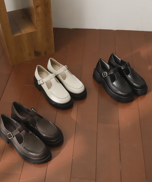 SENSE OF PLACE by URBAN RESEARCH（センスオブプレイスバイアーバンリサーチ）の「Tストラップボリュームソールシューズ（その他シューズ・レディース・アイボリー/ダークブラウン/ブラック・SMALL/MEDIUM/LARGE）」の6枚目の写真