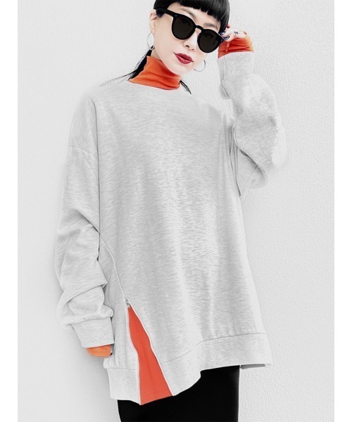 LVEU.(ラブユ.)の「Zip design point color sweat / ジップデザインポイントカラースウェット(Ai select)(スウェット・レディース・ブラック/ホワイト・FREE)」の2枚目の写真