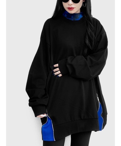 LVEU.(ラブユ.)の「Zip design point color sweat / ジップデザインポイントカラースウェット(Ai select)(スウェット・レディース・ブラック/ホワイト・FREE)」の8枚目の写真