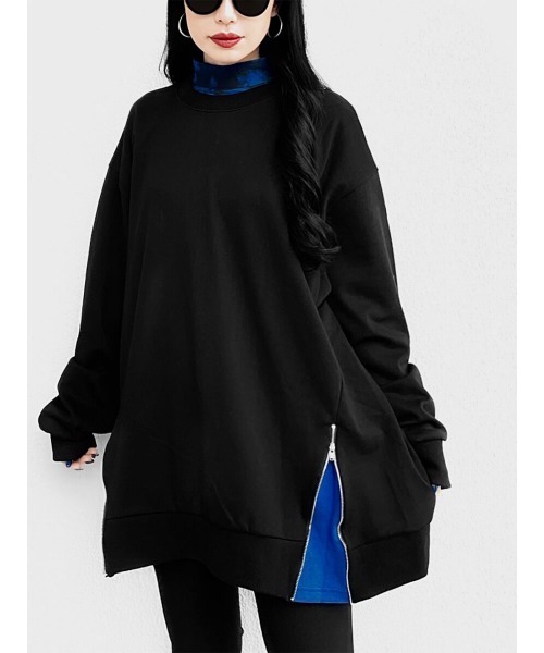 LVEU.(ラブユ.)の「Zip design point color sweat / ジップデザインポイントカラースウェット(Ai select)(スウェット・レディース・ブラック/ホワイト・FREE)」の9枚目の写真