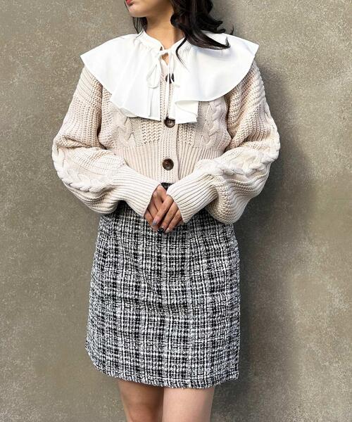 INGNI（イング）の「フリルカラーリボンブラウス（シャツ/ブラウス・レディース・ホワイト×ブラック/ブラック/オフホワイト/ホワイト系6・M）」の5枚目の写真