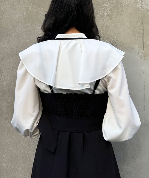 INGNI（イング）の「フリルカラーリボンブラウス（シャツ/ブラウス・レディース・ホワイト×ブラック/ブラック/オフホワイト/ホワイト系6・M）」の15枚目の写真