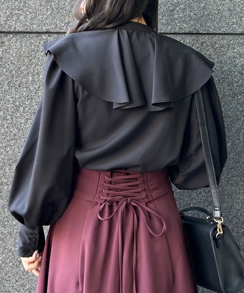 INGNI（イング）の「フリルカラーリボンブラウス（シャツ/ブラウス・レディース・ホワイト×ブラック/ブラック/オフホワイト/ホワイト系6・M）」の11枚目の写真