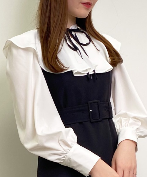 INGNI（イング）の「フリルカラーリボンブラウス（シャツ/ブラウス・レディース・ホワイト×ブラック/ブラック/オフホワイト/ホワイト系6・M）」の22枚目の写真