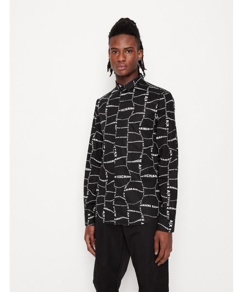 ARMANI EXCHANGE（アルマーニエクスチェンジ）の「【A|X アルマーニ エクスチェンジ】グラフィックロゴプリント　長袖シャツ/SLIM（シャツ/ブラウス・メンズ・ホワイト系2/ブラック系2/ホワイト系1/ブラック系1/ホワイト系3/ネイビー系1・LARGE/MEDIUM/X-LARGE/X-SMALL/SMALL）」の5枚目の写真