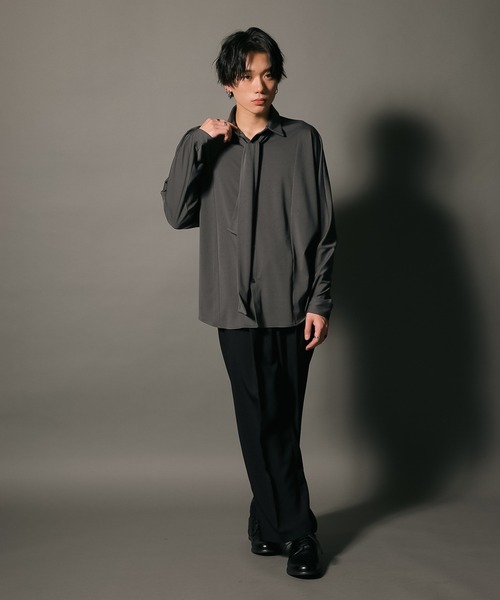 UNIIT（ユニット）の「【UNIIT/ユニット】 ワイドシルエット 　ワイドパンツ　センタープレス　イージーパンツ 韓国ファッション モードファッション キレイ目　ウエストゴム（その他パンツ・メンズ・ベージュ/ブラック/チャコールグレー・SMALL/X-LARGE/MEDIUM/LARGE）」の4枚目の写真
