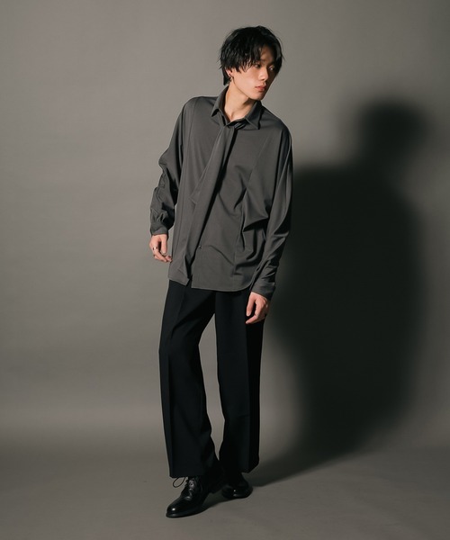 UNIIT（ユニット）の「【UNIIT/ユニット】 ワイドシルエット 　ワイドパンツ　センタープレス　イージーパンツ 韓国ファッション モードファッション キレイ目　ウエストゴム（その他パンツ・メンズ・ベージュ/ブラック/チャコールグレー・SMALL/X-LARGE/MEDIUM/LARGE）」の5枚目の写真
