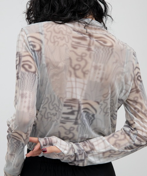 VACANCY(ヴァカンシー)の「コラージュ柄シアーインナー(Tシャツ/カットソー・レディース・ブルー/グリーン/グレー/グレー×サックスブルー・FREE)」の19枚目の写真