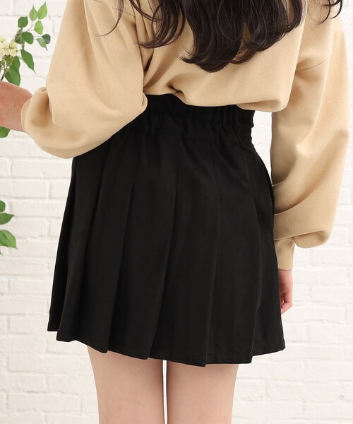 PINK-latte（ピンクラテ）の「スウェードライクカットプリーツスカート（スカート・キッズ・チャコールグレー/ブラウン系その他/ブラック・15 /16/14）」の4枚目の写真