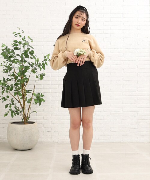 PINK-latte（ピンクラテ）の「スウェードライクカットプリーツスカート