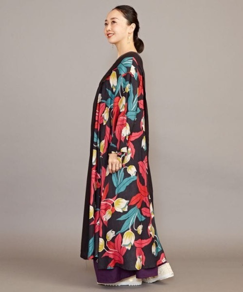 カヤ(カヤ)の「【カヤ】ジャポネズリ 華やぎ銘仙ワンピース(ワンピース・レディース・ネイビー/グリーン/ブラック/グレー・FREE)」の8枚目の写真