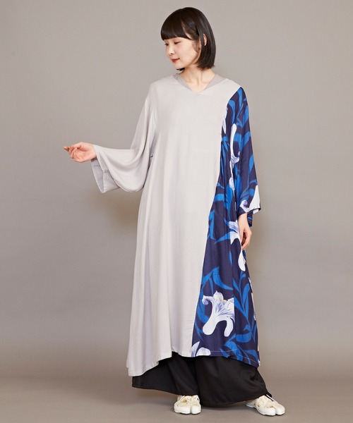 カヤ(カヤ)の「【カヤ】ジャポネズリ 華やぎ銘仙ワンピース(ワンピース・レディース・ネイビー/グリーン/ブラック/グレー・FREE)」の22枚目の写真