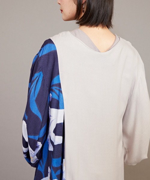 カヤ(カヤ)の「【カヤ】ジャポネズリ 華やぎ銘仙ワンピース(ワンピース・レディース・ネイビー/グリーン/ブラック/グレー・FREE)」の14枚目の写真
