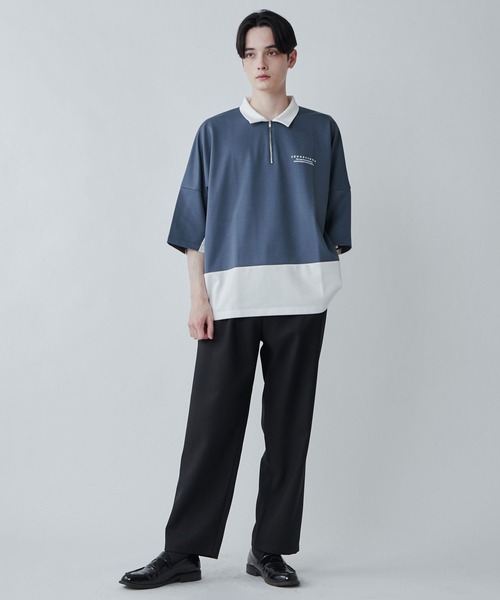 LUCY(ルーシー)の「LUCY/ドルマンポンチ ハーフジップ半袖T(Tシャツ/カットソー・メンズ・ブルー/ホワイト・MEDIUM/LARGE)」の3枚目の写真