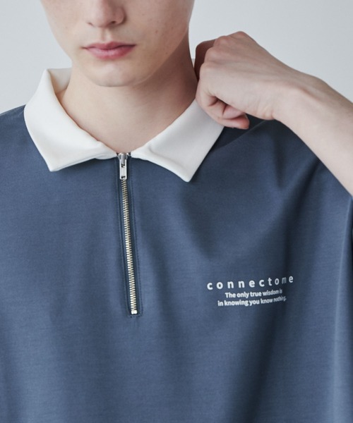 LUCY(ルーシー)の「LUCY/ドルマンポンチ ハーフジップ半袖T(Tシャツ/カットソー・メンズ・ブルー/ホワイト・MEDIUM/LARGE)」の11枚目の写真