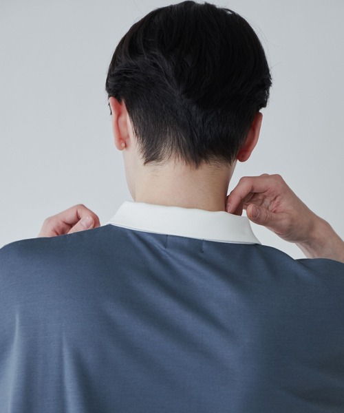 LUCY(ルーシー)の「LUCY/ドルマンポンチ ハーフジップ半袖T(Tシャツ/カットソー・メンズ・ブルー/ホワイト・MEDIUM/LARGE)」の15枚目の写真