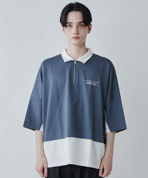 LUCY(ルーシー)の「LUCY/ドルマンポンチ ハーフジップ半袖T(Tシャツ/カットソー・メンズ・ブルー/ホワイト・MEDIUM/LARGE)」の14枚目の写真