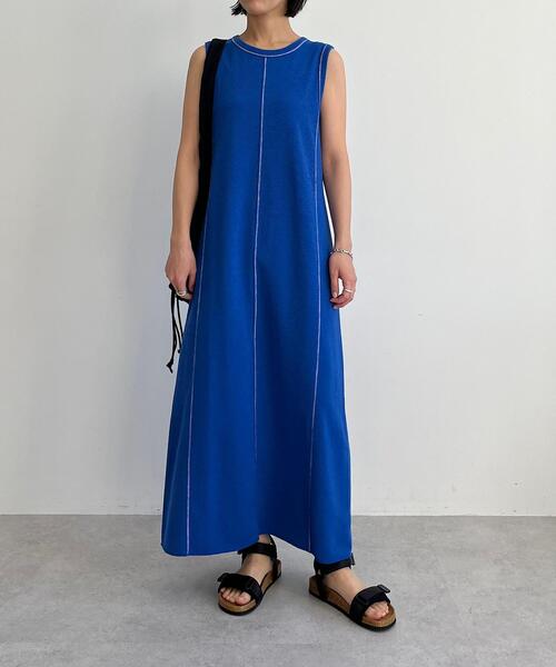 CITEN（シテン）の「＜CITEN＞ステッチデザイン ノースリーブ ワンピース（ワンピース・レディース・コバルトブルー/ダークブラウン/ブラック・FREE）」の18枚目の写真
