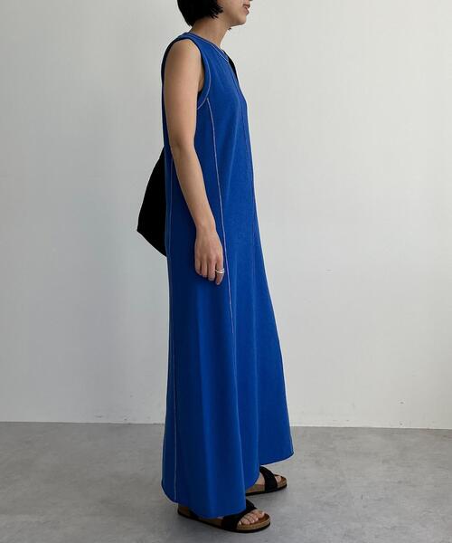CITEN（シテン）の「＜CITEN＞ステッチデザイン ノースリーブ ワンピース（ワンピース・レディース・コバルトブルー/ダークブラウン/ブラック・FREE）」の19枚目の写真