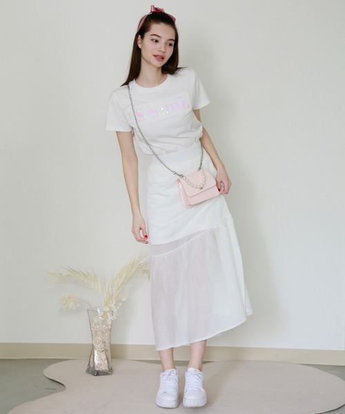 Seemi. byNICECLAUP( シーミーバイナイスクラップ)の「【Seemi】オーロラロゴTee(Tシャツ/カットソー・レディース・オフホワイト/ブラック/ピンク・FREE)」の15枚目の写真