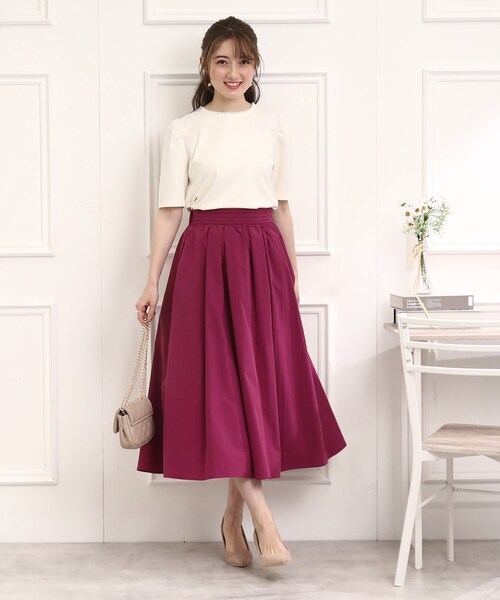 couture brooch（クチュールブローチ）の「◆【ネックレス要らずで華やか。】フェイクパールネックカットソー（Tシャツ/カットソー・レディース・オレンジ/アイボリー/ブラック・38/40/42/36）」の4枚目の写真