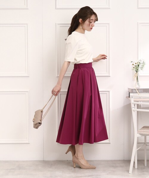 couture brooch（クチュールブローチ）の「◆【ネックレス要らずで華やか。】フェイクパールネックカットソー（Tシャツ/カットソー・レディース・オレンジ/アイボリー/ブラック・38/40/42/36）」の6枚目の写真