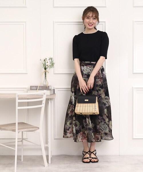 couture brooch（クチュールブローチ）の「◆【ネックレス要らずで華やか。】フェイクパールネックカットソー（Tシャツ/カットソー・レディース・オレンジ/アイボリー/ブラック・38/40/42/36）」の17枚目の写真