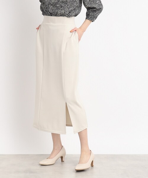 DRESKIP(ドレスキップ)の「◆【着やせ見えシルエット】ポンチサイドスリット ナロースカート(スカート・レディース・ライトブルー/オフホワイト/ネイビー・02/03/04)」の11枚目の写真