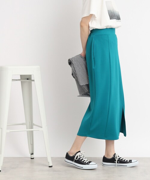 DRESKIP(ドレスキップ)の「◆【着やせ見えシルエット】ポンチサイドスリット ナロースカート(スカート・レディース・ライトブルー/オフホワイト/ネイビー・02/03/04)」の15枚目の写真