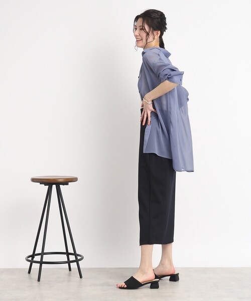 DRESKIP(ドレスキップ)の「◆【着やせ見えシルエット】ポンチサイドスリット ナロースカート(スカート・レディース・ライトブルー/オフホワイト/ネイビー・02/03/04)」の6枚目の写真