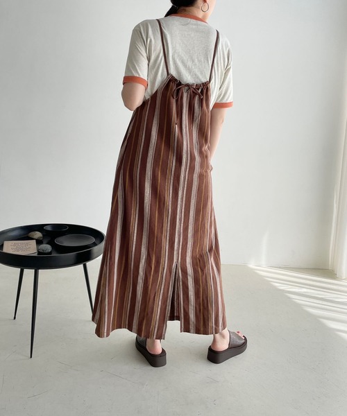 LOWRYS FARM（ローリーズファーム）の「マルチストライプワンピース　 704164（ワンピース・レディース・ブラウン/アイボリー・FREE）」の6枚目の写真