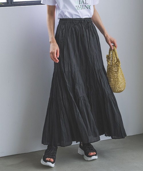LEPSIM（レプシィム）の「クリンクルティアードスカート　178133（スカート・レディース・グリーン/オフホワイト/ブラック・FREE）」の2枚目の写真