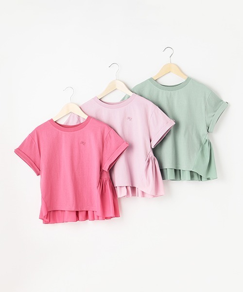 mezzo piano Junior（メゾピアノジュニア）の「【抗菌・消臭】バックギャザーフリルTシャツ（Tシャツ/カットソー・キッズ・エメラルド/ライトピンク/プラム・S/L/M）」の8枚目の写真