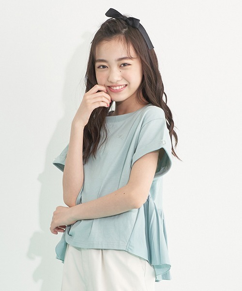 mezzo piano Junior（メゾピアノジュニア）の「【抗菌・消臭】バックギャザーフリルTシャツ（Tシャツ/カットソー・キッズ・エメラルド/ライトピンク/プラム・S/L/M）」の13枚目の写真