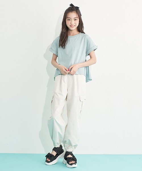 mezzo piano Junior（メゾピアノジュニア）の「【抗菌・消臭】バックギャザーフリルTシャツ（Tシャツ/カットソー・キッズ・エメラルド/ライトピンク/プラム・S/L/M）」の18枚目の写真