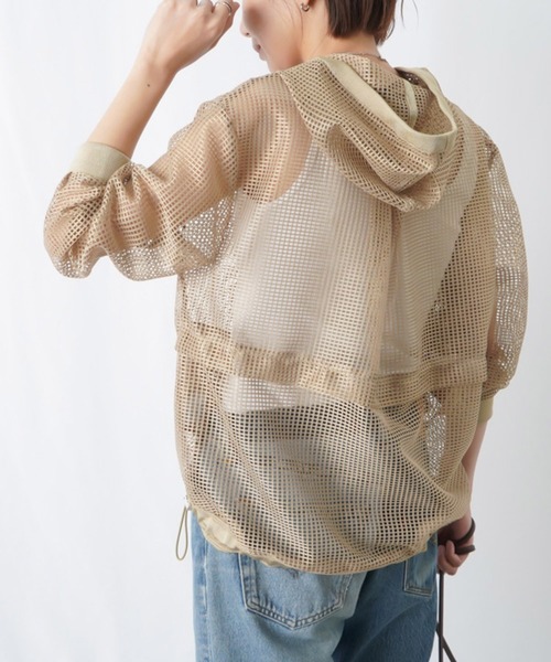 LUCA/LADY LUCK LUCA(ルカ/レディラックルカ)の「huitieme nid メッシュフードジップカーデ(パーカー・レディース・アイボリー/ブラック/ベージュ・FREE)」の14枚目の写真