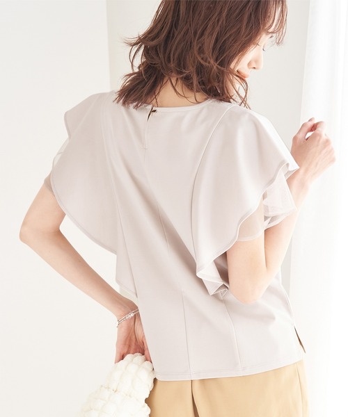 ROPE' PICNIC（ロペピクニック）の「洗える/フリル袖カットトップス（Tシャツ/カットソー・レディース・サックスブルー/ベージュ/ホワイト/ブラック・38）」の3枚目の写真