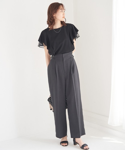 ROPE' PICNIC（ロペピクニック）の「洗える/フリル袖カットトップス（Tシャツ/カットソー・レディース・サックスブルー/ベージュ/ホワイト/ブラック・38）」の19枚目の写真