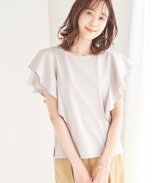 ROPE' PICNIC（ロペピクニック）の「洗える/フリル袖カットトップス（Tシャツ/カットソー・レディース・サックスブルー/ベージュ/ホワイト/ブラック・38）」の11枚目の写真